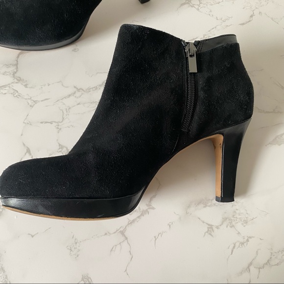 Clarks | Black Suede Heel Booties - Picture 6 of 12